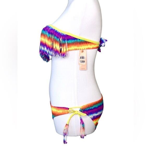 Eve's Temptation Psychedelic Fringed Push Up Bikini Swimsuit SMALL NEW Hyperpop - Picture 5 of 15